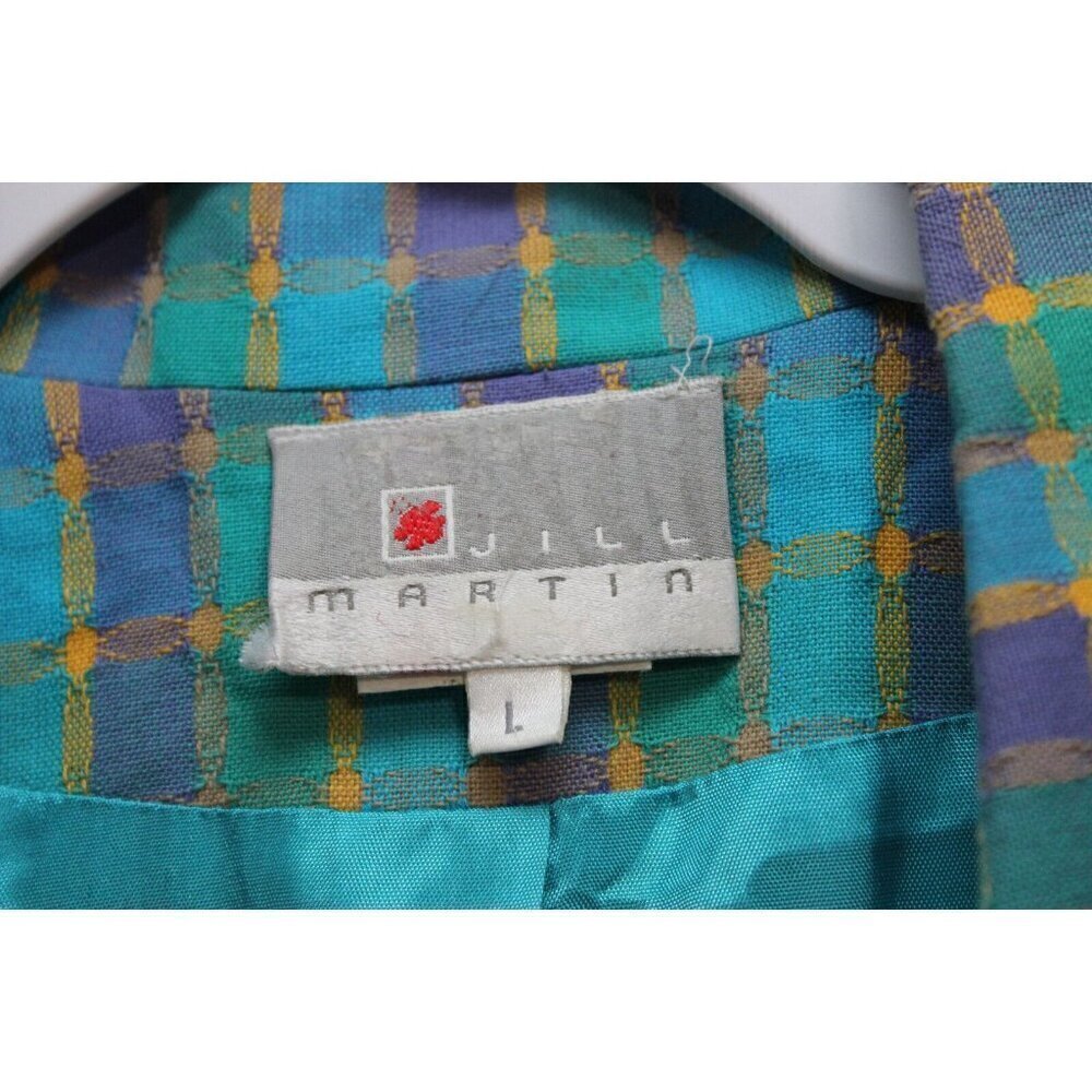 Vintage 80s 90s Blazer Large Multicolor Plaid Preppy Classic 100% Cotton USA - Picture 9 of 13